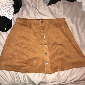 Suade tan button down skirt